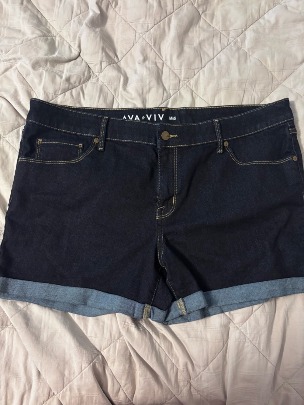 Ava & Viv Dark Blue Jean Cuffed Shorts